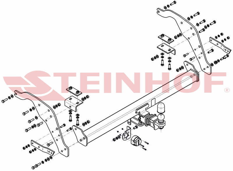 Ťažné zariadenie Ford Ranger Pickup (nárazník s nášľapným schodíkom) USA standard tap. ZK- (ISO50) zostava gule v súprave, F-282
