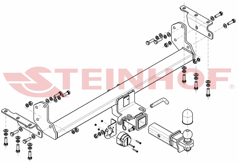 Ťažné zariadenie Nissan Navara (D40) (bumper with step) USA standard tap. ZK- (ISO50) ball assembly in set, N-089
